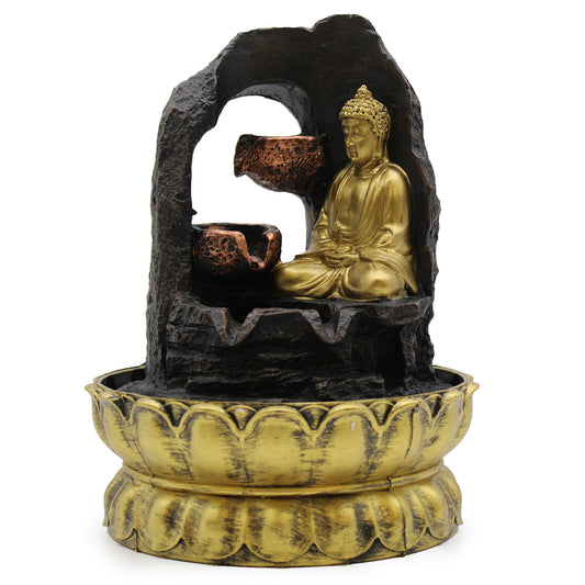 Fontanella d'Acqua 30 cm - Buddha Dorato in Meditazione